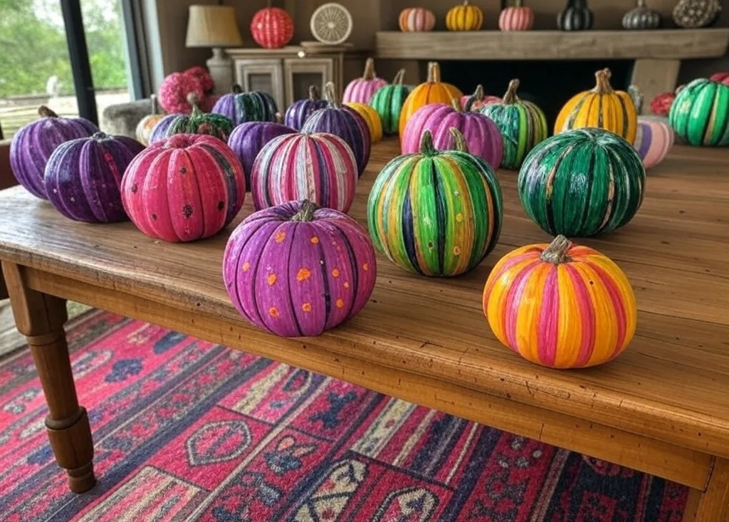 Bold and Colorful Painted Pumpkins for Eclectic Spaces