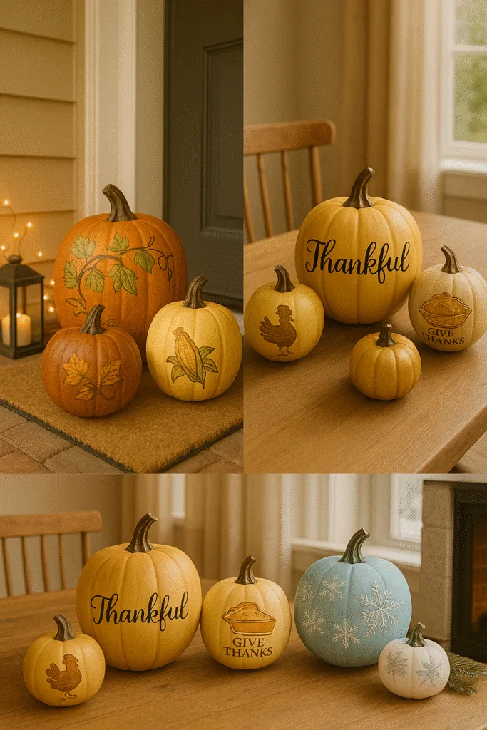 Themed Painted Pumpkins for Seasonal Home Decor