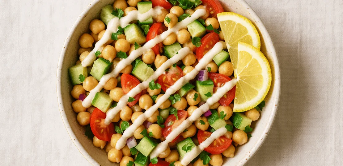 Chickpea and Cucumber Salad with Creamy Lemon-Tahini